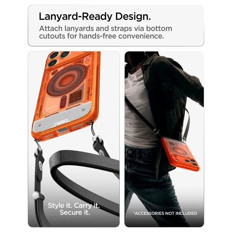 Spigen Ultra Hybrid Mag MagSafe – dėklas, skirtas iPhone 18 Pro Max / 17 Pro Max (C-One Tangerine)