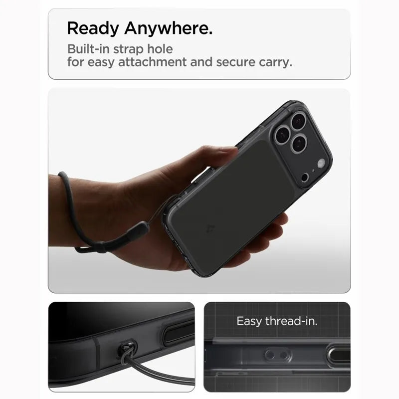 „Spigen Ultra Hybrid T Mag MagSafe“ – dėklas, skirtas „iPhone 18 Pro“ / „17 Pro“ (matinė juoda)