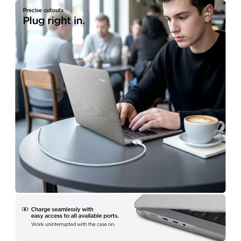 Spigen Urban Fit – dėklas „MacBook Pro 14"“ (M5 / M4 / M3 / M2 / M1 / 2026–2021) (Heather Grey)