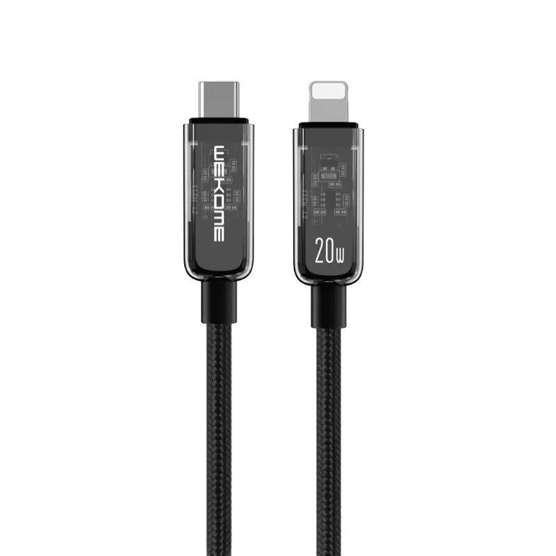 WEKOME WDC-181 „Vanguard Series“ – itin greito PD 20W įkrovimo USB-C–Lightning laidas, 1 m (juodas)