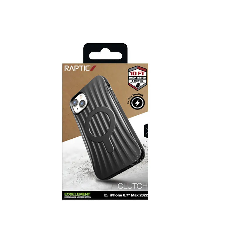 X-Doria Raptic Clutch MagSafe – Biologiškai skaidomas dėklas, skirtas „iPhone 14 Plus“ (atsparumas kritimui iš 3 m) (juodas)