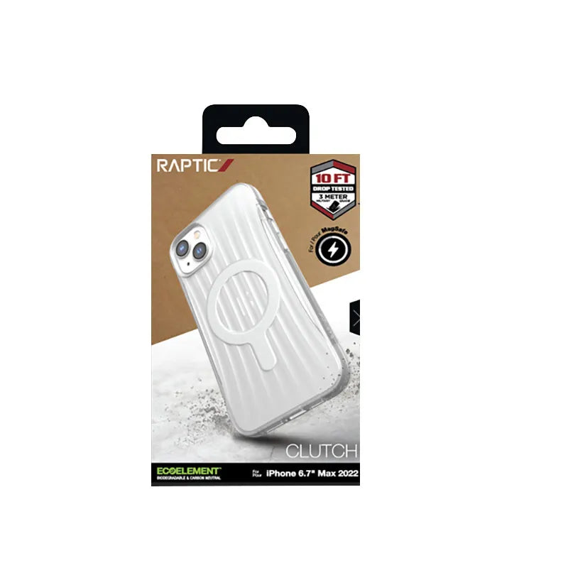 X-Doria Raptic Clutch MagSafe – biologiškai skaidomas dėklas, skirtas "iPhone 14 Plus" (išbandytas iki 3 m kritimas) (skaidrus)