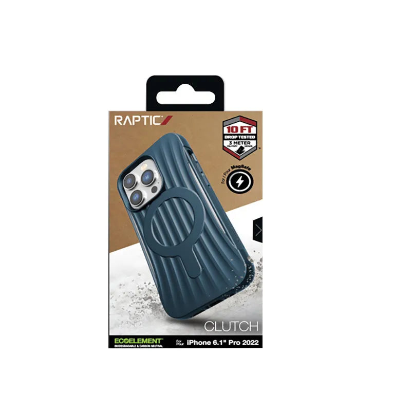 X-Doria Raptic Clutch MagSafe – biologiškai skaidrus dėklas, skirtas iPhone 14 Pro (išbandytas kritimas iš 3 m aukščio) (jūros mėlyna)