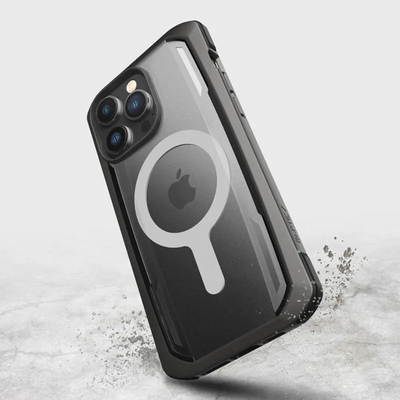 X-Doria Raptic Secure MagSafe – biologiškai skaidus dėklas, skirtas „iPhone 14 Pro Max“ (atsparus kritimui iš 4 m aukščio) (juoda spalva)