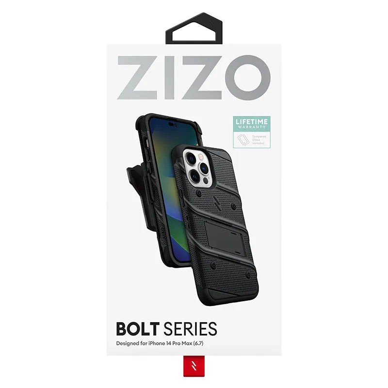 ZIZO BOLT serija – dėklas, skirtas „iPhone 14 Pro Max“ (juodas)