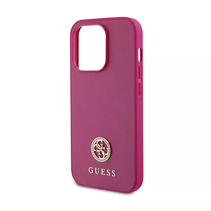 Guess 4G Strass Metal Logo - Dėklas iPhone 15 Pro Max (rožinis)