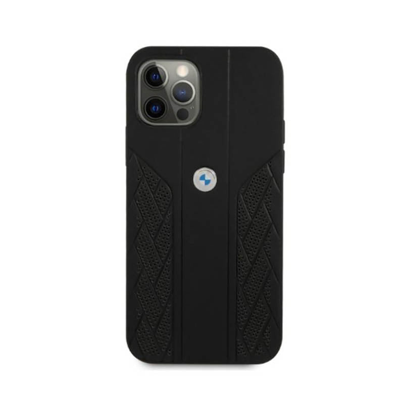 BMW Leather Curve Perforate – dėklas iPhone 12 / iPhone 12 Pro (juodas)