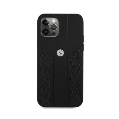 BMW Leather Curve Perforate – dėklas iPhone 12 / iPhone 12 Pro (juodas)