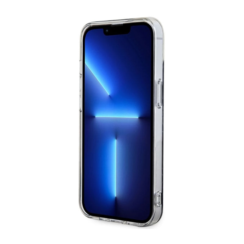 Guess Marble MagSafe – dėklas „iPhone 14“ (juodas)