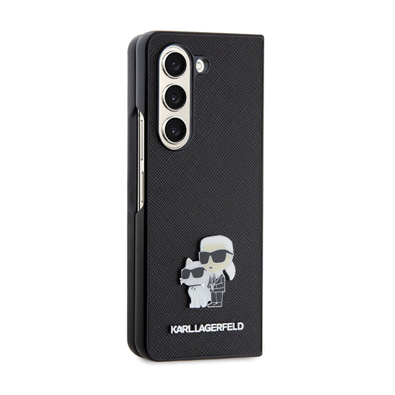 Karl Lagerfeld NFT Saffiano Karl & Choupette Pin - Samsung Galaxy Z Fold 5 dėklas (juodas)