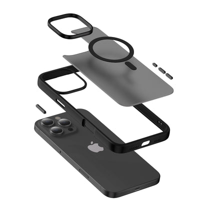 Crong Hybrid Frost MAG Cover – dėklas su MagSafe, skirtas iPhone 16 Pro Max (juodas)