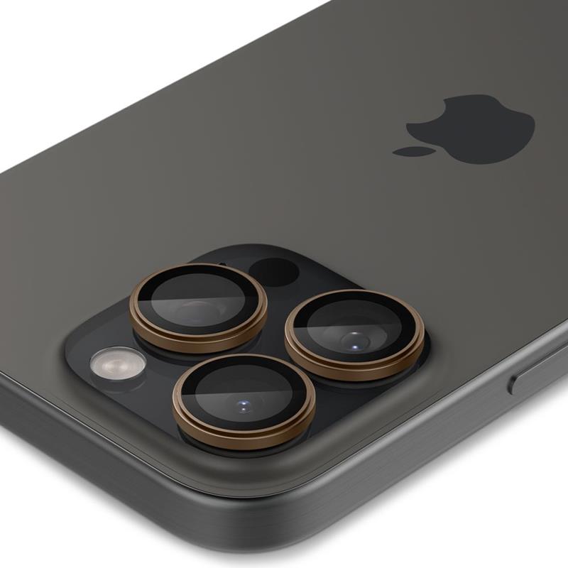 Spigen Optik Pro GLAS.TR EZ Fit objektyvo apsauga, skirta iPhone 16 Pro / 16 Pro Max (2 vnt.) (Desert Titanium)