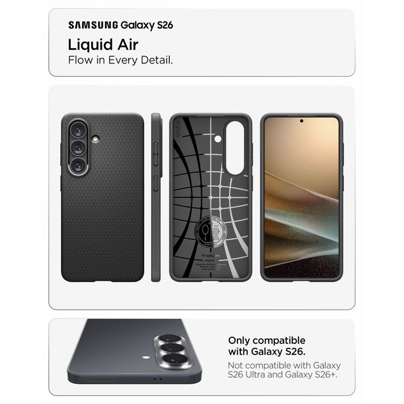 Spigen Liquid Air – Dėklas, skirtas Samsung Galaxy S26 (Matinis juodas)