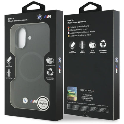 BMW M FW Metal Logo MagSafe dėklas iPhone 17 (juodas)