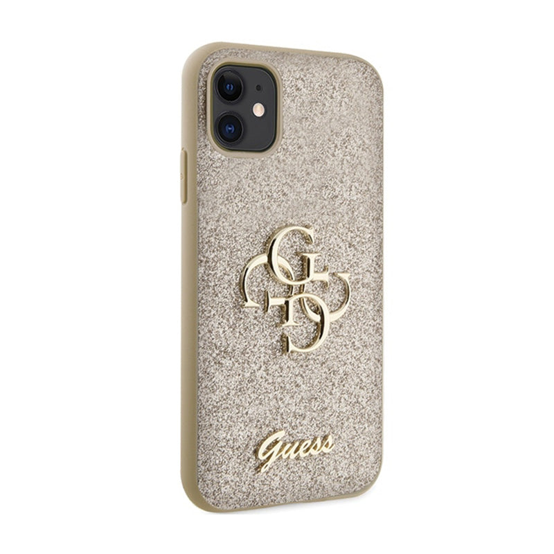 Guess Glitter Script Big 4G – dėklas, skirtas „iPhone 11“ (aukso spalvos)