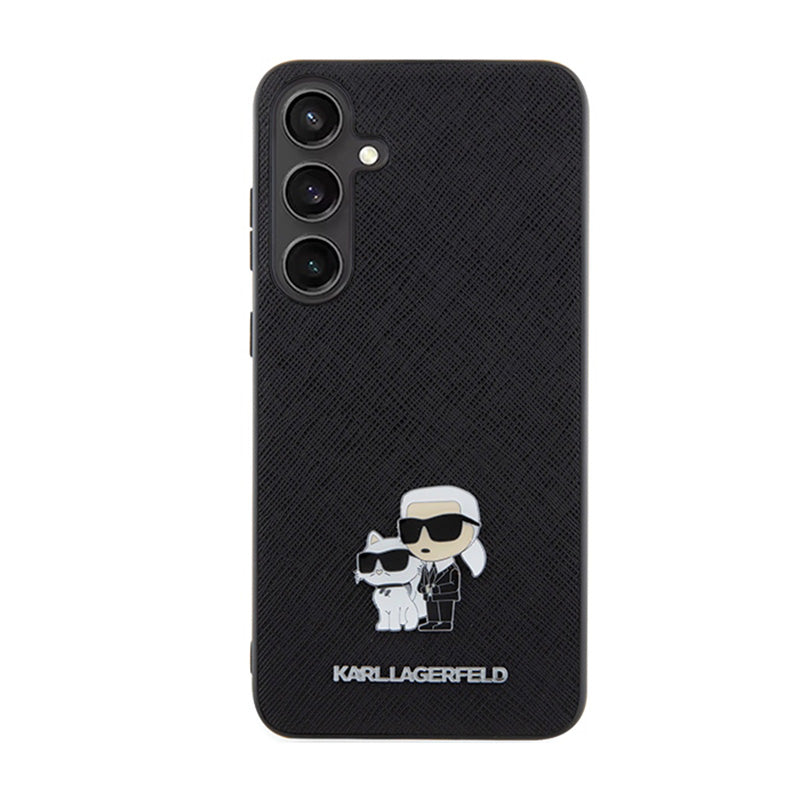 Karl Lagerfeld Saffiano Karl & Choupette Metal Pin - Samsung Galaxy S24 dėklas (juodas)