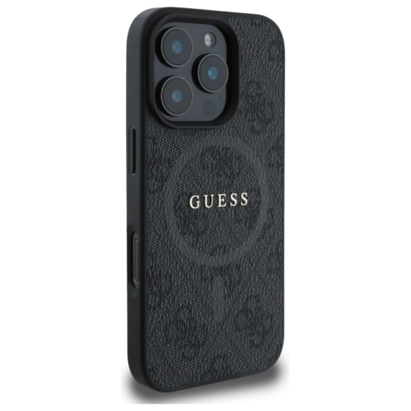 Guess 4G Ring Classic Logo MagSafe – dėklas, skirtas iPhone 16 Pro Max (juodas)