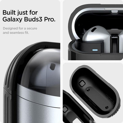 Spigen Rugged Armor dėklas, skirtas Samsung Galaxy Buds 3 / 3 FE / 3 Pro (Matinė juoda)