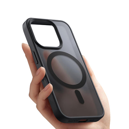 Crong Hybrid Frost MAG Cover – dėklas su MagSafe, skirtas iPhone 16 Pro Max (juodas)