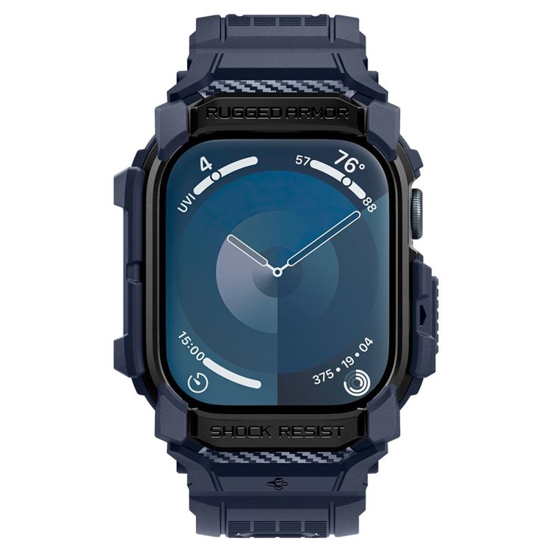 Spigen Rugged Armor Pro - Apyrankė su dėklu, skirta Apple Watch 10 46 mm (tamsiai mėlyna)