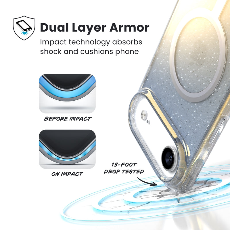Speck Presidio Lux MagSafe - iPhone Air dėklas (Hyper Mirror Glitter / Sidabro Metalo)