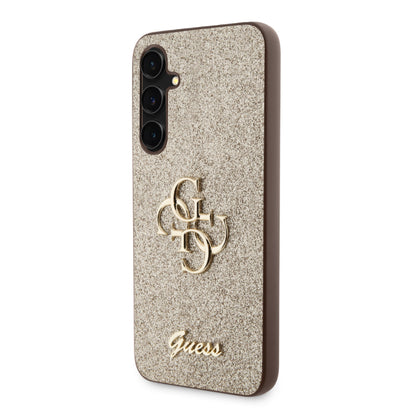 Guess Glitter Script Big 4G - Samsung Galaxy S23 FE dėklas (aukso spalvos)