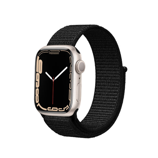 Crong Nailono Reflex – Sportinis dirželis Apple Watch 44/45/46/49 mm (juodas)