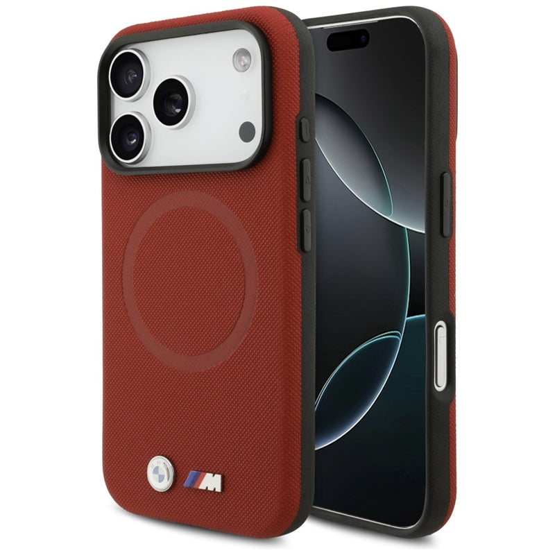 BMW M FW Metalinis Logo MagSafe dėklas, skirtas iPhone 17 Pro (raudonas)