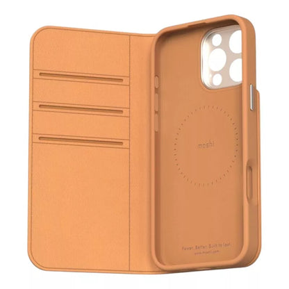 Moshi Overture MagSafe – 3-in-1 odinis atverčiamas dėklas, skirtas iPhone 16 Pro Max (Caramel Brown)