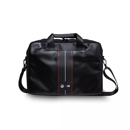 BMW Carbon Red Stripes – 16 colių nešiojamojo kompiuterio dėklas (juodas)