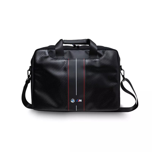 BMW Carbon Red Stripes – 16 colių nešiojamojo kompiuterio dėklas (juodas)