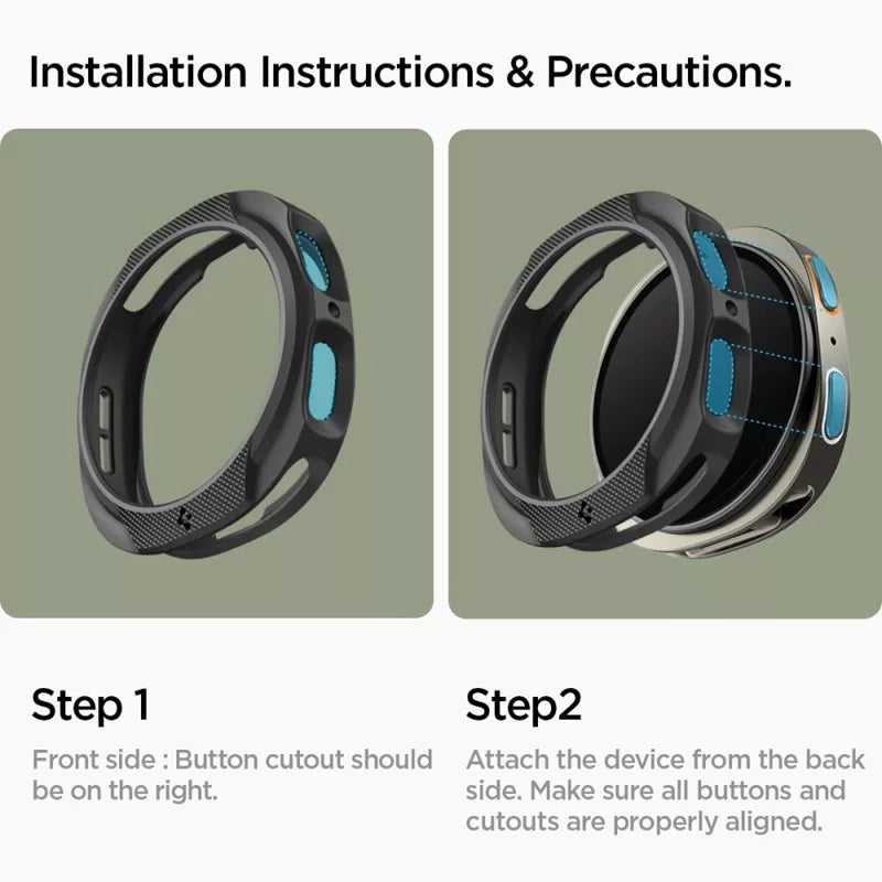 Spigen Liquid Air – Dėklas, skirtas Samsung Galaxy Watch 8 40 mm (Matinė juoda)