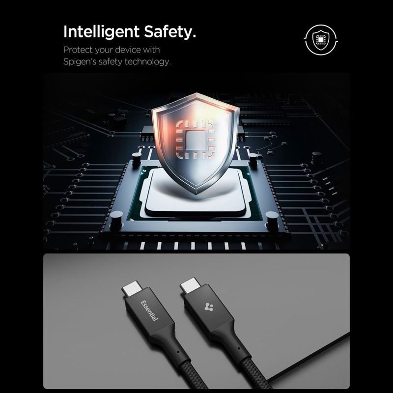 Spigen EB10010CC Essential – USB-C į USB-C PD laidas 100W 1m (juodas)