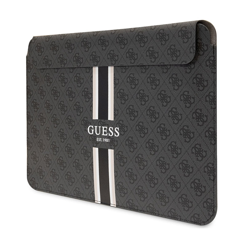 Guess 4G Printed Stripes kompiuterio dėklas – 14 colių nešiojamojo kompiuterio dėklas (juodas)