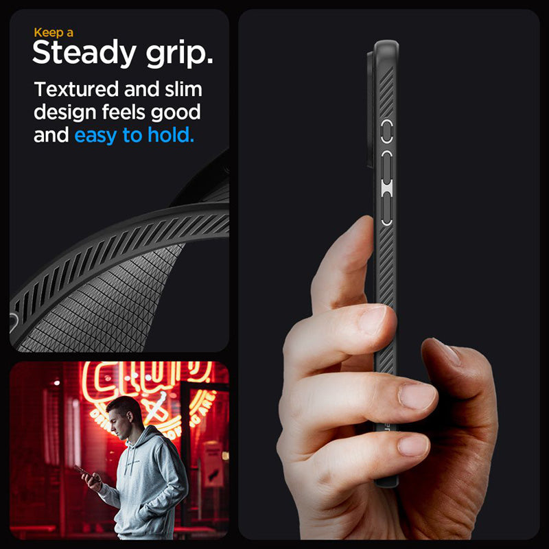 Spigen Liquid Air – dėklas, skirtas iPhone 15 Pro (matinė juoda)
