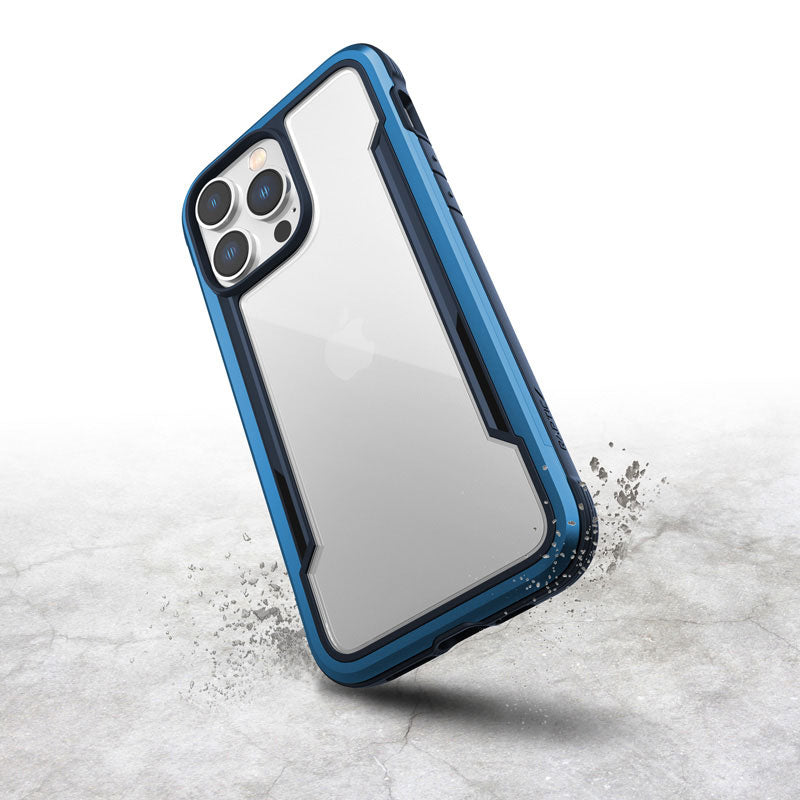 X-Doria Raptic Shield - aliuminio dėklas, skirtas iPhone 14 Pro Max (atsparus kritimui iš 3 m) (Marine Blue)