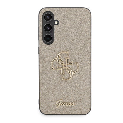 Guess Glitter Script Big 4G - Samsung Galaxy S23 FE dėklas (aukso spalvos)