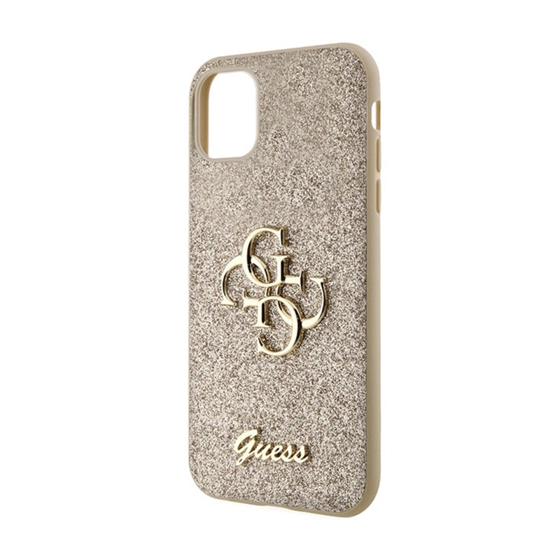 Guess Glitter Script Big 4G – dėklas, skirtas „iPhone 11“ (aukso spalvos)