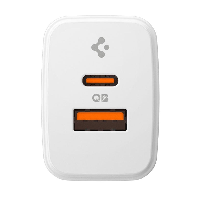 Spigen Essential EE202EU GaN Pro – Sieninis įkroviklis USB-C + USB-A 20W (Baltas)