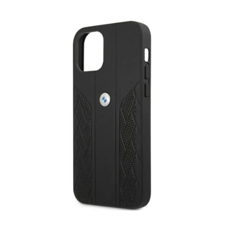BMW Leather Curve Perforate – dėklas iPhone 12 / iPhone 12 Pro (juodas)