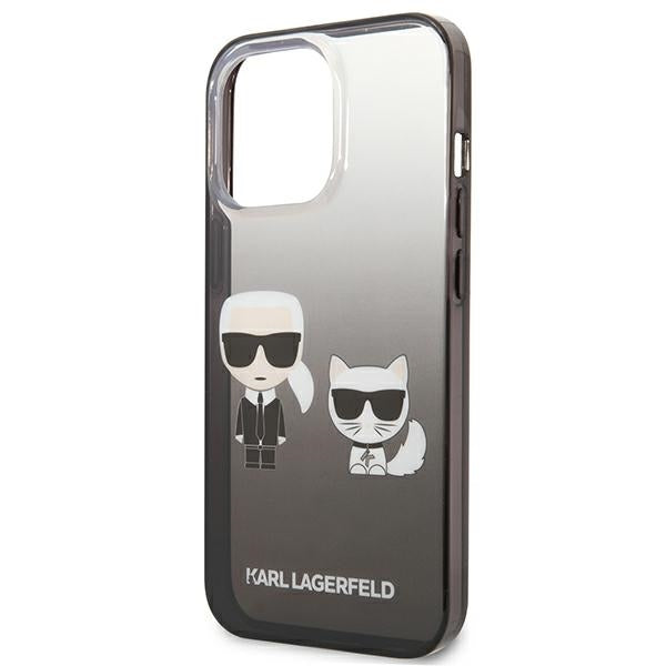 Karl Lagerfeld Gradient Ikonik Karl & Choupette – dėklas, skirtas „iPhone 13 Pro“ (juodas)