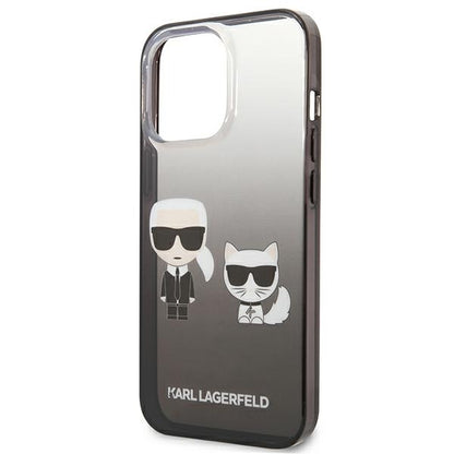 Karl Lagerfeld Gradient Ikonik Karl & Choupette – dėklas, skirtas „iPhone 13 Pro“ (juodas)