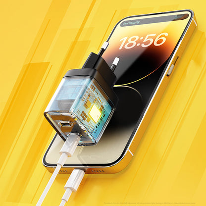WEKOME WP-U128 – 2x USB-C „Super Fast Charge GaN“ 40W tinklo įkroviklis (geltonas)