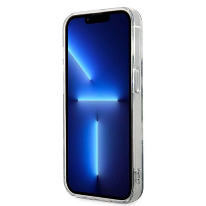 Guess Bundle Pack MagSafe IML Jungle – Apsauginis dėklas iPhone 14 Pro Max + MagSafe įkroviklis (Chaki/Auksinis)