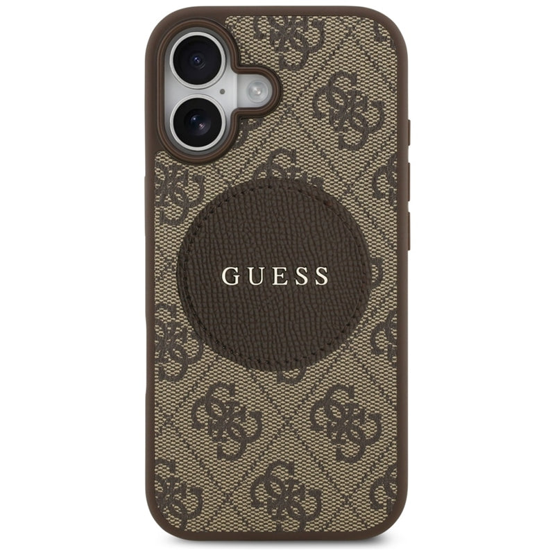 Guess 4G Circle Classic Logo MagSafe – dėklas iPhone 17 (rudas)