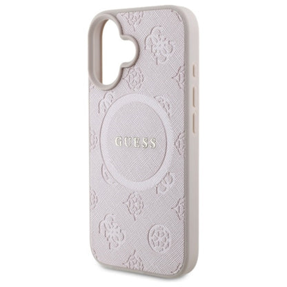 Guess Saffiano Peony Classic Logo MagSafe - Dėklas skirtas iPhone 16 (rožinis)