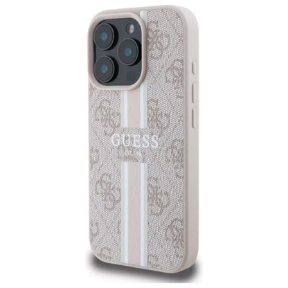Guess 4G Printed Stripes MagSafe – dėklas iPhone 16 Pro Max (rožinis)
