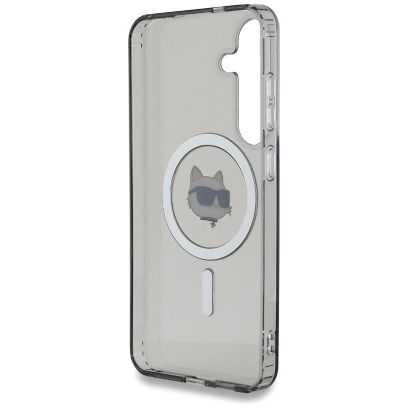 Karl Lagerfeld Button Choupette Head Printed Logo MagSafe – dėklas, skirtas Samsung Galaxy S25 (juoda)