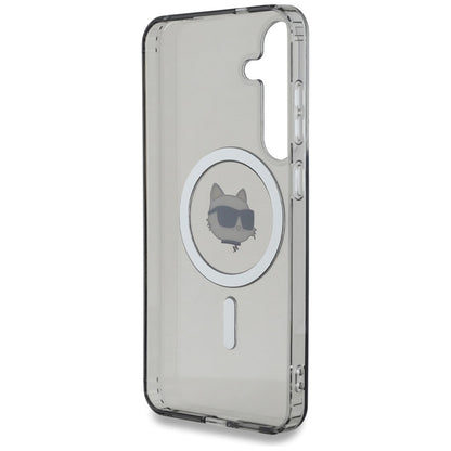 Karl Lagerfeld Button Choupette Head Printed Logo MagSafe – dėklas, skirtas Samsung Galaxy S25 (juoda)