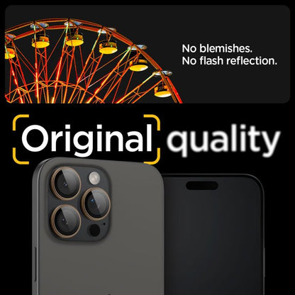 Spigen Optik Pro GLAS.TR EZ Fit objektyvo apsauga, skirta iPhone 16 Pro / 16 Pro Max (2 vnt.) (Desert Titanium)